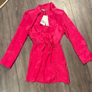Zara Fuchsia Satin Wrap Top